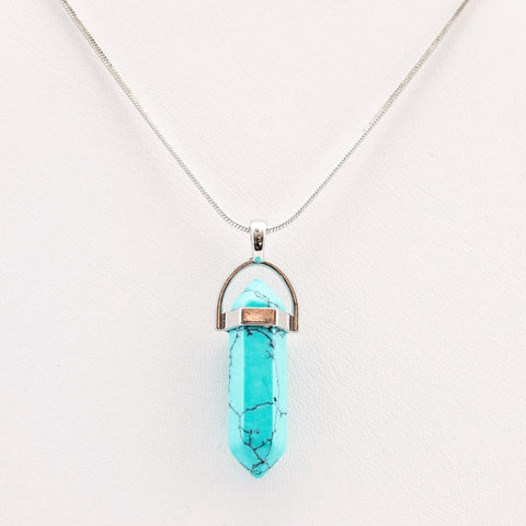 Wire Wrapped Turquoise Crystal Pendant Neckalce