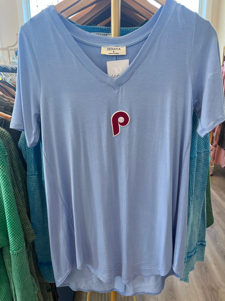 Powder Blue Phillies Tshirt with vintage patch