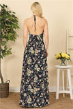 "All For Me" Navy Blue Maxi Floral Dress