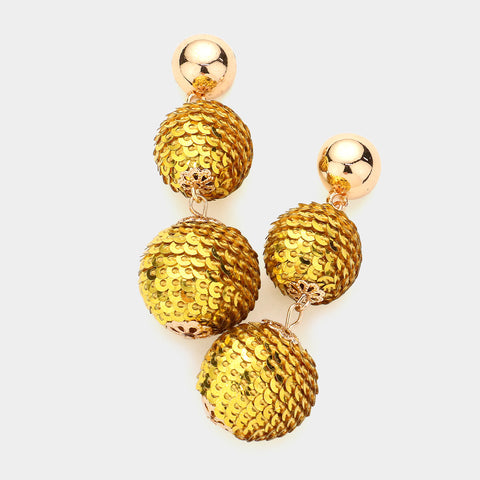 Gold Sequin Dangle Earrings