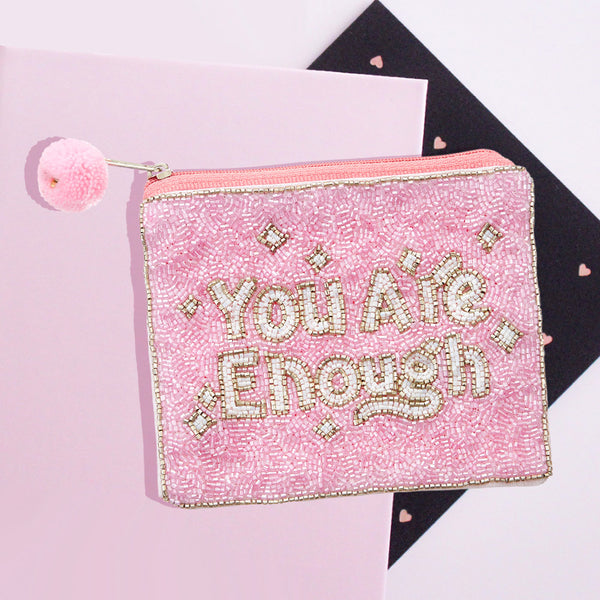 "You Are Enough" Beaded Pouch