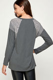 "Nothing More" Charcoal Knit Sleeve Top