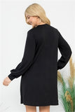 "Not Over You" Puff Long Sleeve Black Dress