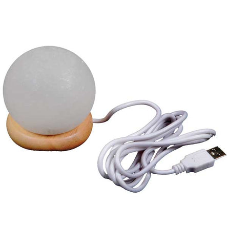 Moon White Salt Crystal Lamp with USB