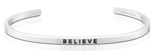 "Believe" Mantra Bracelet Silver