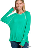 "Bright and Cheery " Washed Scoop Neck w/ Thumb Holes