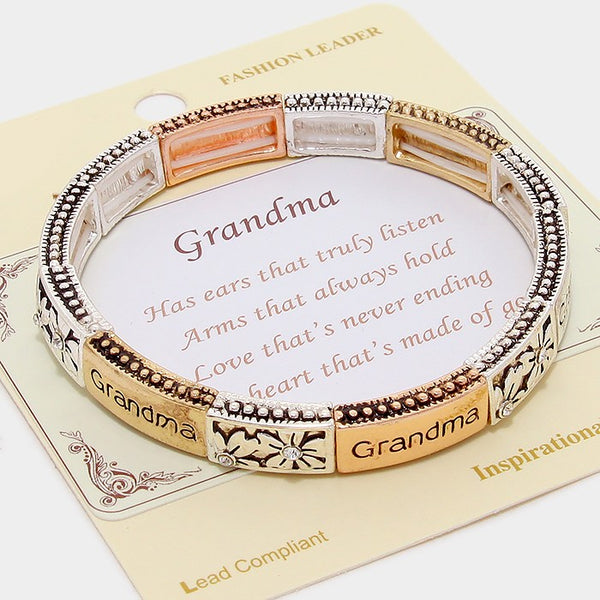 "Grandma" Flower Stretch Bracelet