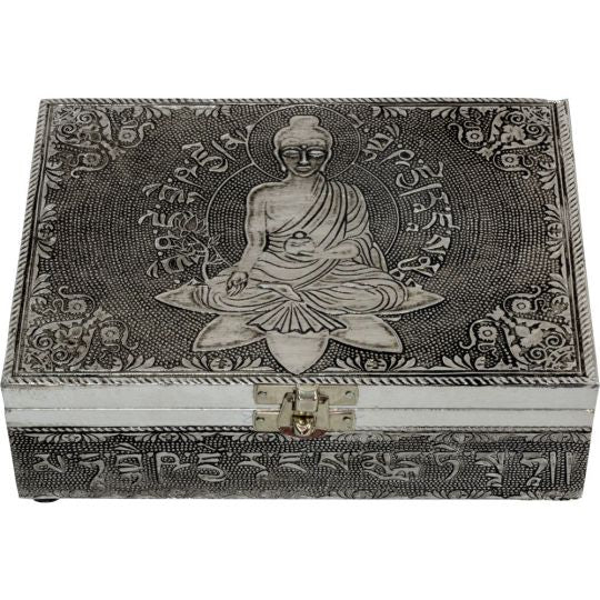White Metal Lined Box  - Medicine Buddha