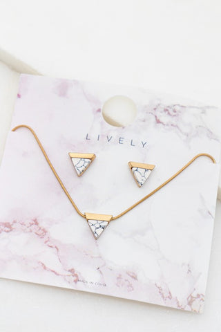 Triangle Howlite Earring and Necklace Set