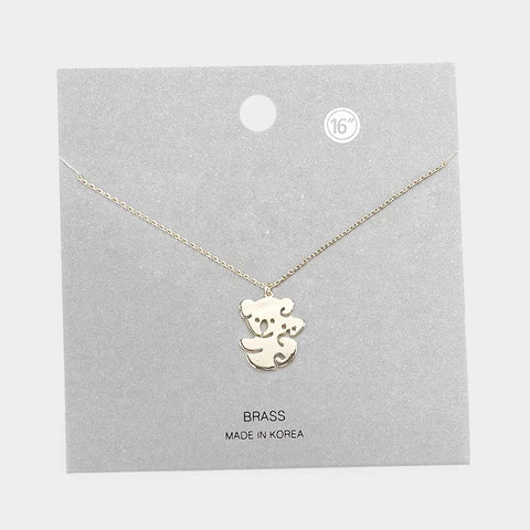 Brass Metal Koala Pendant Necklace