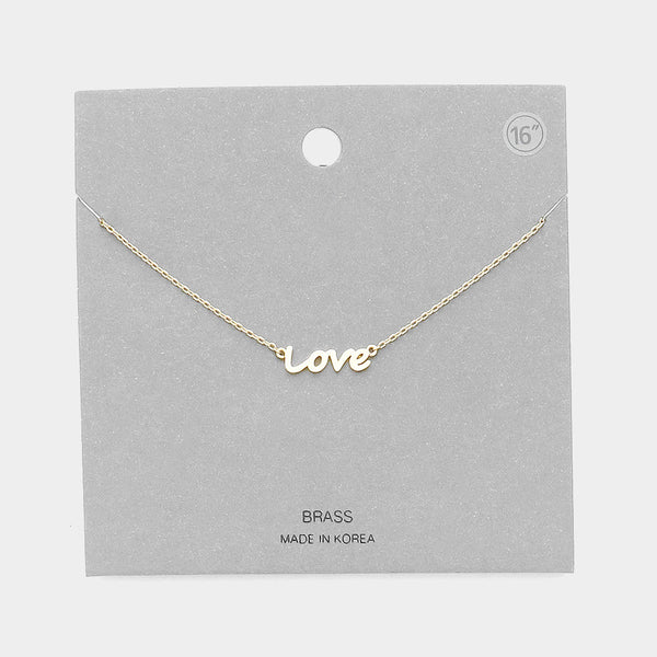 Love Brass Metal Pendant Necklace