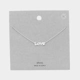 Love Brass Metal Pendant Necklace