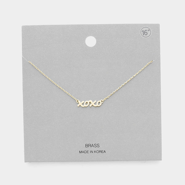 Xoxo Brass Metal Pendant Necklace