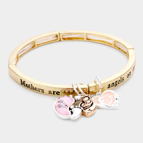Mothers Are Angels On Earth Charm Stretch Bracelet
