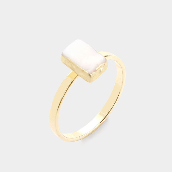 Mother of Pearl Rectangle Ring