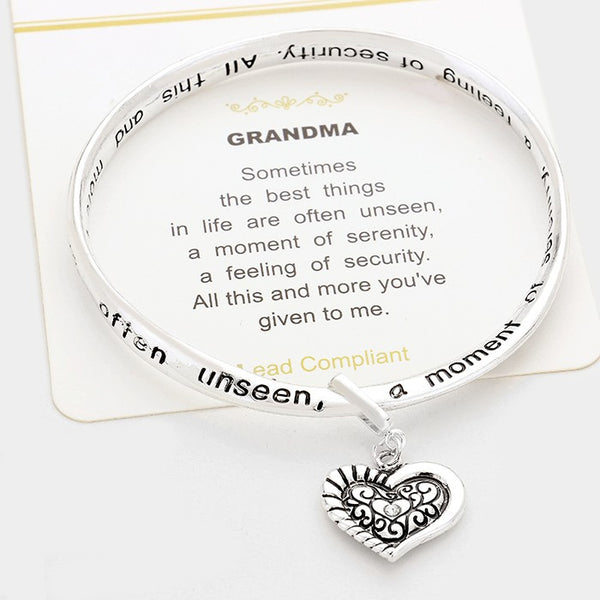 "Grandma" Heart Charm Bracelet