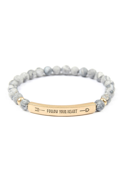 "Follow Your Heart"  NATURAL STONE STRETCH BRACELET