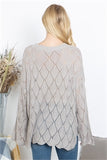 "Laced Over You" Lace V-Neck Trumpet Sleeve Sweater