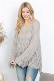 "Laced Over You" Lace V-Neck Trumpet Sleeve Sweater
