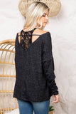 "Draw You In" Black Lace Long Sleeve Top