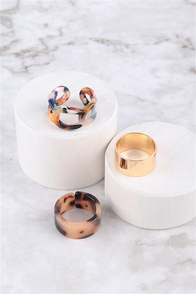 Infinity Gold & Brown Tortoise Ring Set