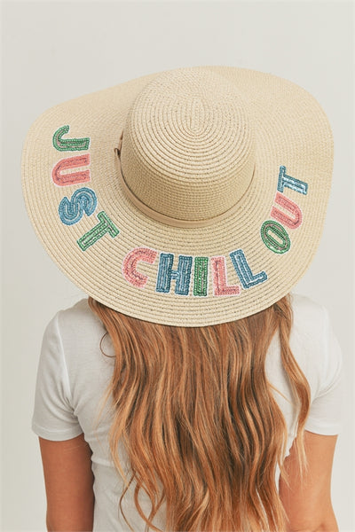 "Just Chill Out" Floppy Straw Hat