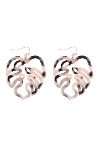 White Marble Leaf Earrings