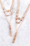 NATURAL STONE TRIO LAYERED NECKLACE SET - MATTE GOLD PINK