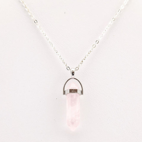 Rose Quartz Crystal Pendant Necklace