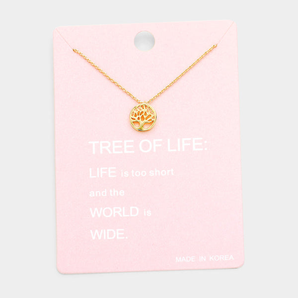 Tree of Life Circle Pendant Necklace