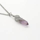 Wire Wrapped Amethyst Crystal Pendant Necklace
