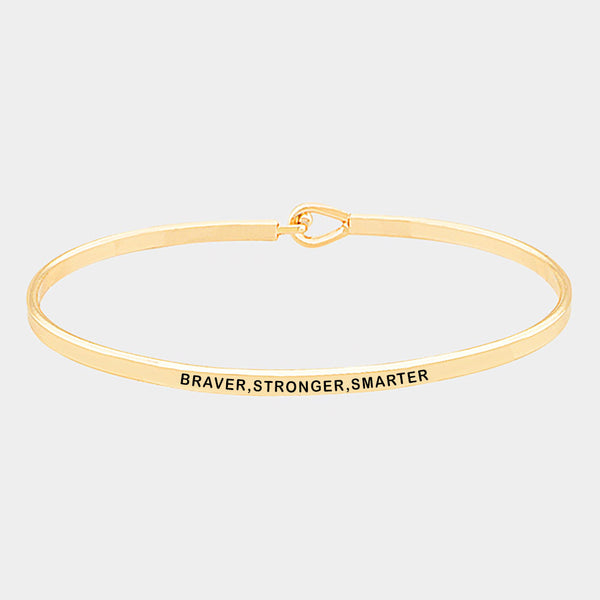 "Braver, Stronger, Smarter" Mantra Bracelet: Gold, Silver