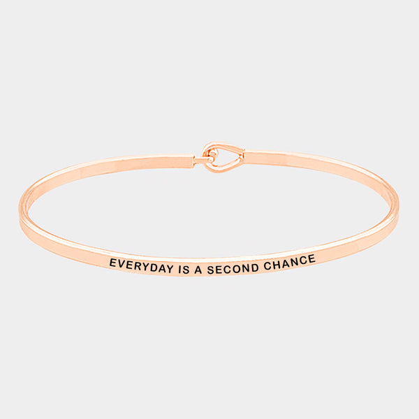"Everyday is a Second Chance" Mantra Bracelet: Rose Gold