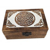 Flower of Life Carved Wood Box
