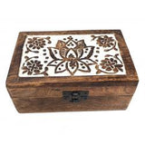 Lotus Carved Wood Box