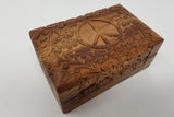 Peace Sign Carved Wood Box