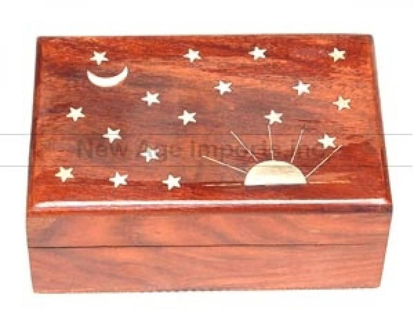 Celestial Rising Sun Inlay Wood Box