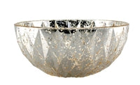 Silver Vintage Facet Amber Glass Bowl