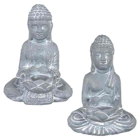 Cement Buddha Lotus Candle Holder
