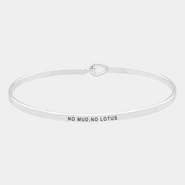 "NO MUD,NO LOTUS" Brass Thin Metal Hook Bracelet