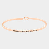 "Remember Why You Started" Mantra Bracelet: Rose Gold