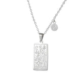 Silver Tarot Card Zodiac Necklace