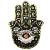 SILVER & GREEN HAMSA INCENSE HOLDER/PAPERWEIGHT/PLAQUE