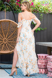 "Sweetheart Charm" Cream and Yellow Floral Maxi Dress
