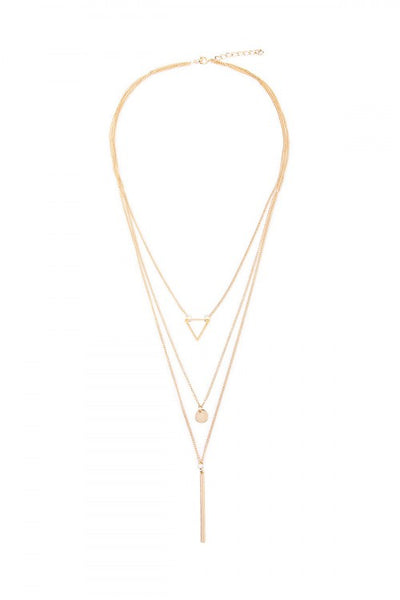 3 Piece Gold Triangle Layered Necklace