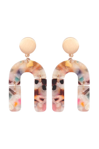 Multicolored Upside-down U Link Earrings