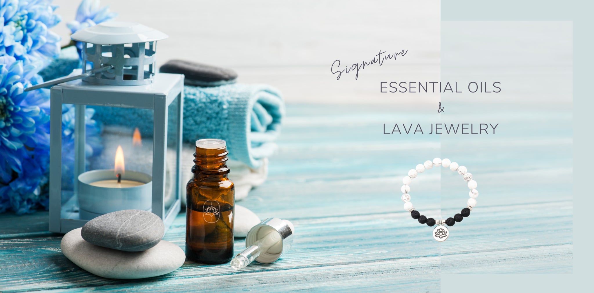 White Lotus Essential Oil & Lava Bead Jewelry Collection